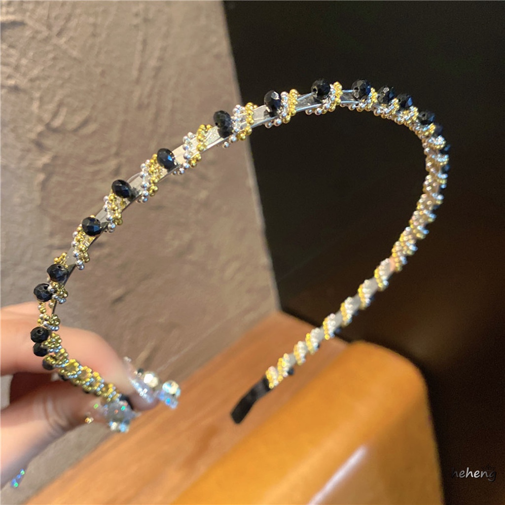 Set 2 Băng Đô Cài Tóc Đính Hạt Pha Lê Lấp Lánh