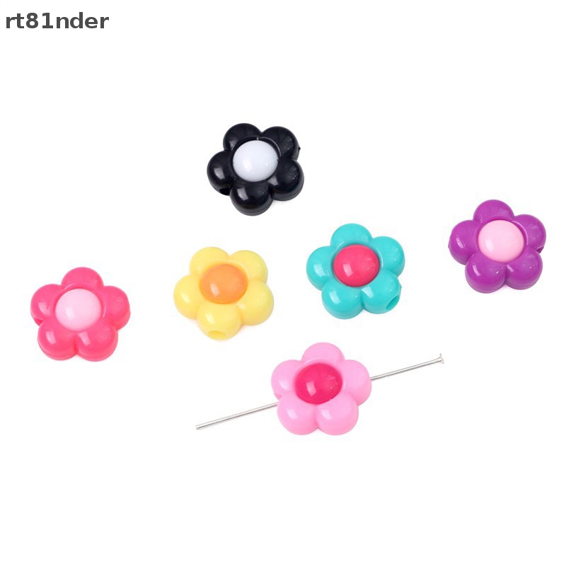 Set 20 / 40 Hạt Xỏ Lỗ Hình Hoa Nhiều Màu Sắc Dùng Để Làm Đồ Trang Sức Thủ Công