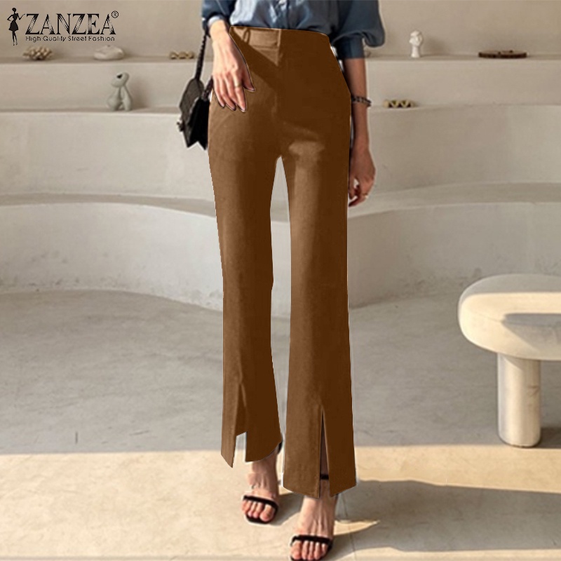 Zanzea Quần Dài Lưng Cao Có Túi Phong Cách Hàn Quốc Cho Nữ