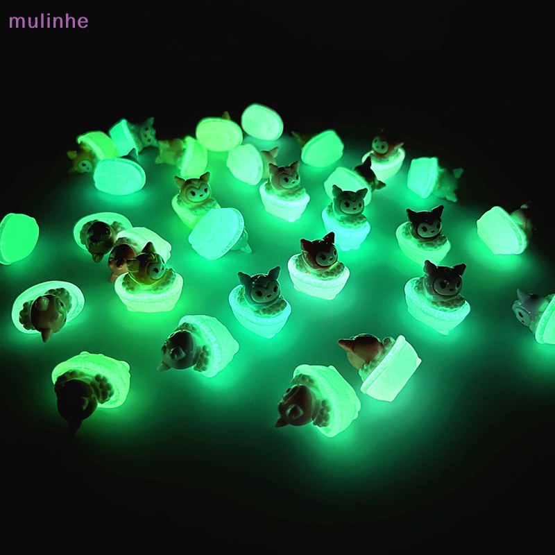 Set 2 Đồ trang trí Bồn Tắm Kuromi Mini Dạ Quang Dùng Trang Trí Tiểu Cảnh