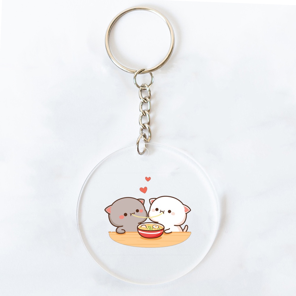 Dễ Thương Móc Chìa Khóa acrylic Trong Suốt Hình Mèo Và Bào Đáng Yêu her / His