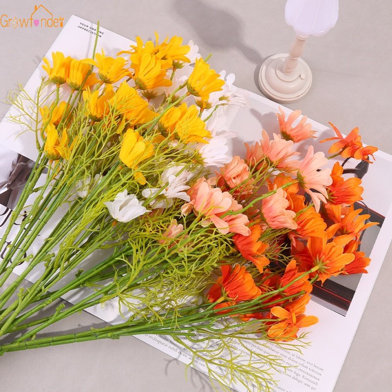 1 Bó Hoa Cúc Nhân Tạo Bằng Lụa Kiểu Dáng Đẹp Mắt Dùng Để Trang Trí Nội Thất