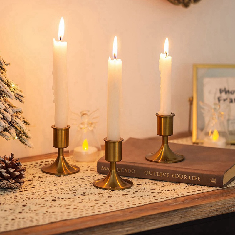 Giá Đỡ Đèn Cầy Bằng Kim Loại Màu Vàng Kim Phong Cách Cổ Điển Độc Đáo Trang Trí Nhà Cửa