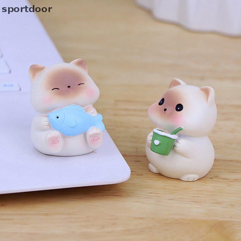 [sportoutdoor] Đồ trang trí Mèo Hoạt Hình Thu Nhỏ Trang Trí Tiểu Cảnh Để Bàn Xe Hơi [out]