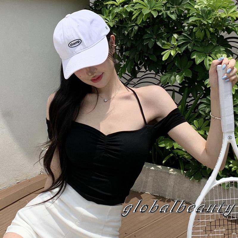 Áo Croptop Ngắn Tay Màu Sắc Đơn Giản Thời Trang Mùa Hè Cho Nữ