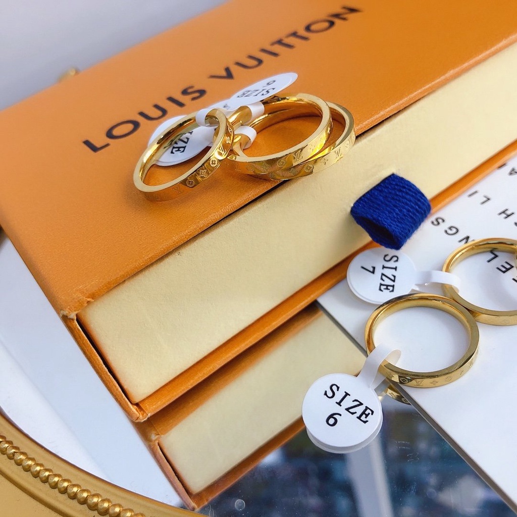 Nhẫn Louis Vuitton Phong Cách Hàn Quốc Đơn Giản Mạ Vàng / Bạc 925 Dành Cho Nữ