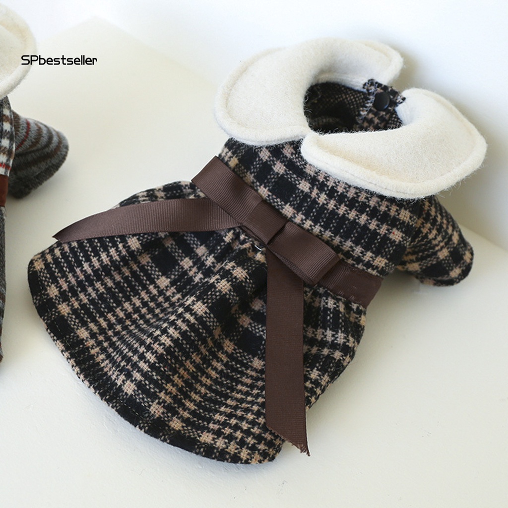 Spbestsellkr Váy Giữ Ấm Mùa Đông Thiết Kế Caro Nhỏ Giản Dị Dành Cho Thú Cưng Mặc Hàng Ngày