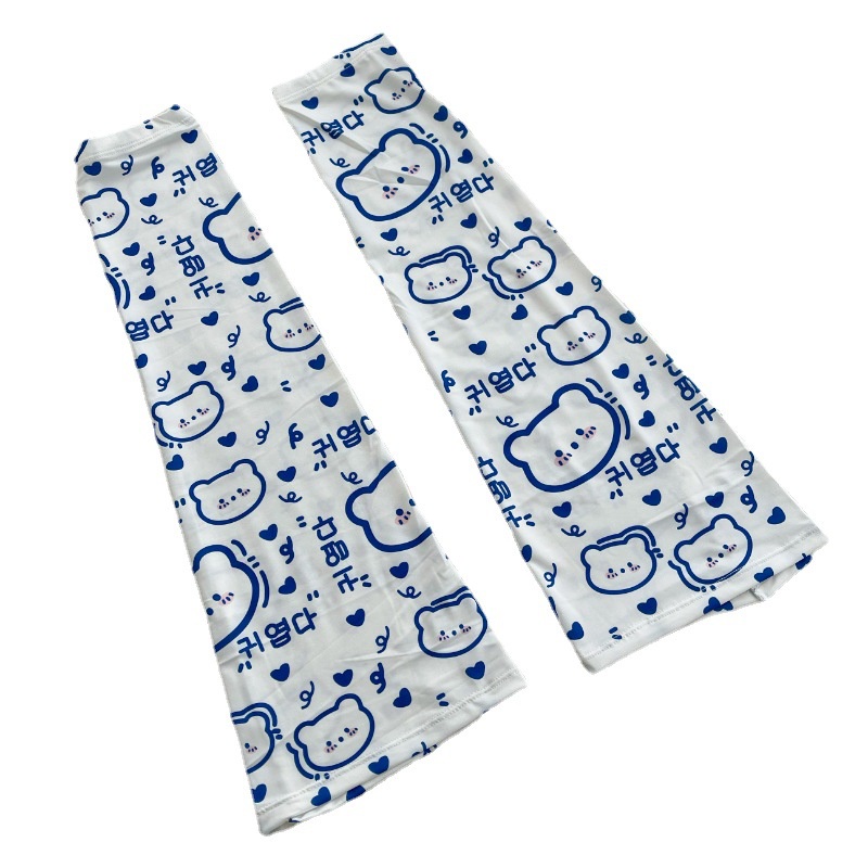 Găng Tay Chống Nắng Vải Lụa Lạnh In Hoạt Hình Dễ Thương Thời Trang Mùa Hè Cho Nữ