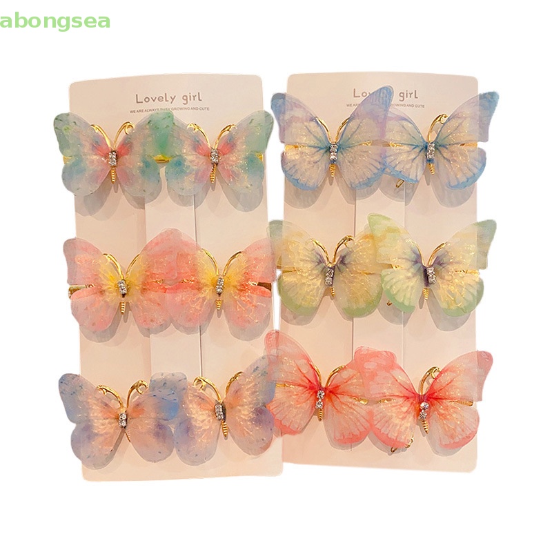 Set 6 Kẹp Tóc Hình Bướm Nhiều Màu Dễ Thương Cho Bé Gái