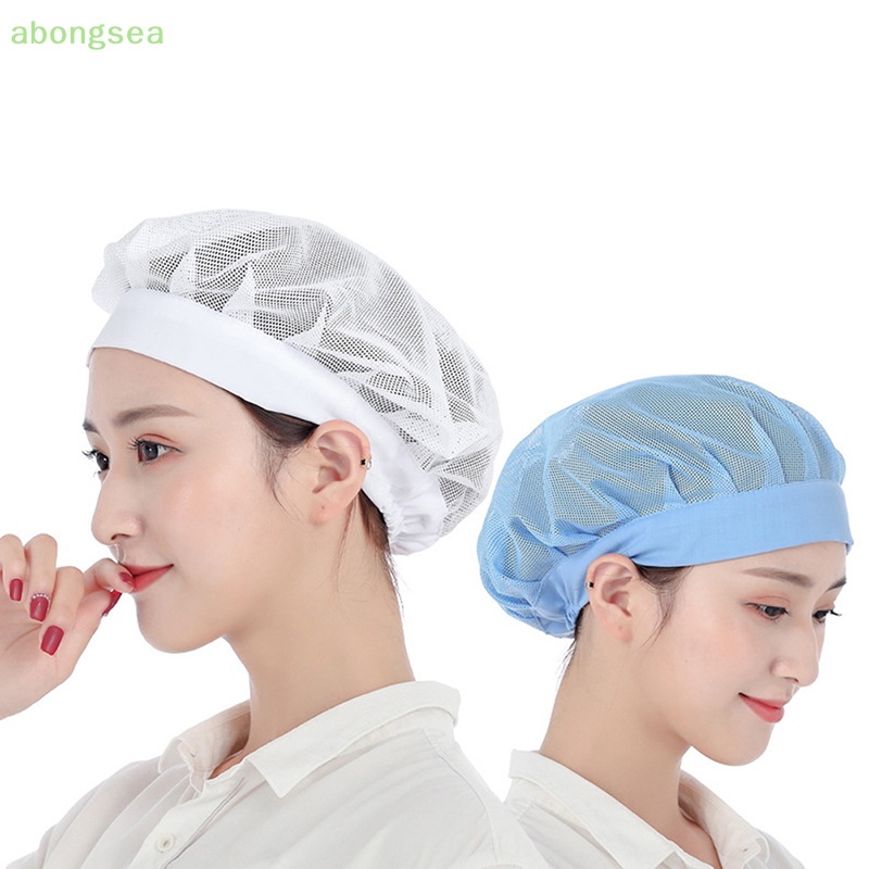 Abongsea Mũ Đầu Bếp Phối Lưới Co Giãn Thoáng Khí Thời Trang Cho Nam Và Nữ
