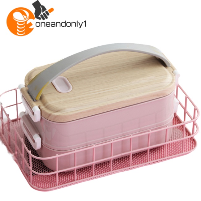 Hộp cơm 2 Tầng Sức Chứa Lớn Có Tay Cầm Tiện Dụng Cho Học Sinh / Đi Học / Du Lịch