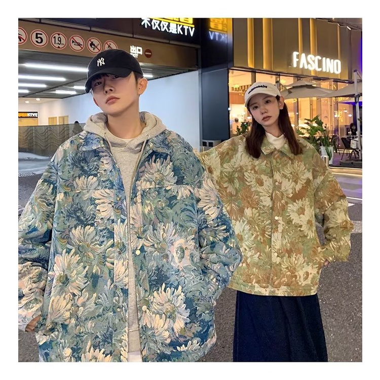 Áo Khoác Plus Size Họa Tiết Hoa Cúc Thời Trang Xuân Thu Cho Nam