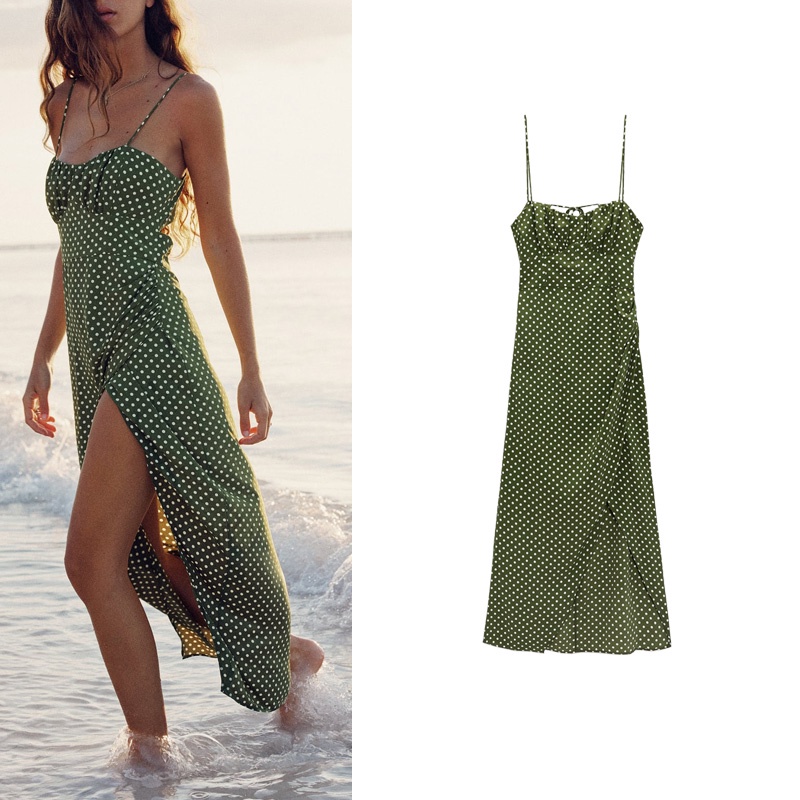 Zara Đầm Đi Biển Ôm Dáng Xẻ Tà In Họa Tiết Xinh Xắn 2877763