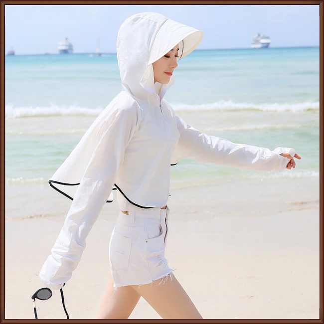 Áo Khoác Chống Nắng Kèm Khẩu Trang Chống Tia Cực Tím Có Mũ Trùm Tiện Dụng Cho Người Đi Xe Đạp 40-65kg