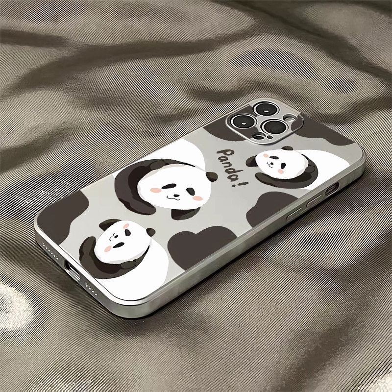 Ốp Điện Thoại TPU Silicon Mềm Mạ Điện Hình Gấu Trúc Chống Sốc Cho IPhone 14 13 12 11 Pro XS Max XR X 8 + 7 6S Plus