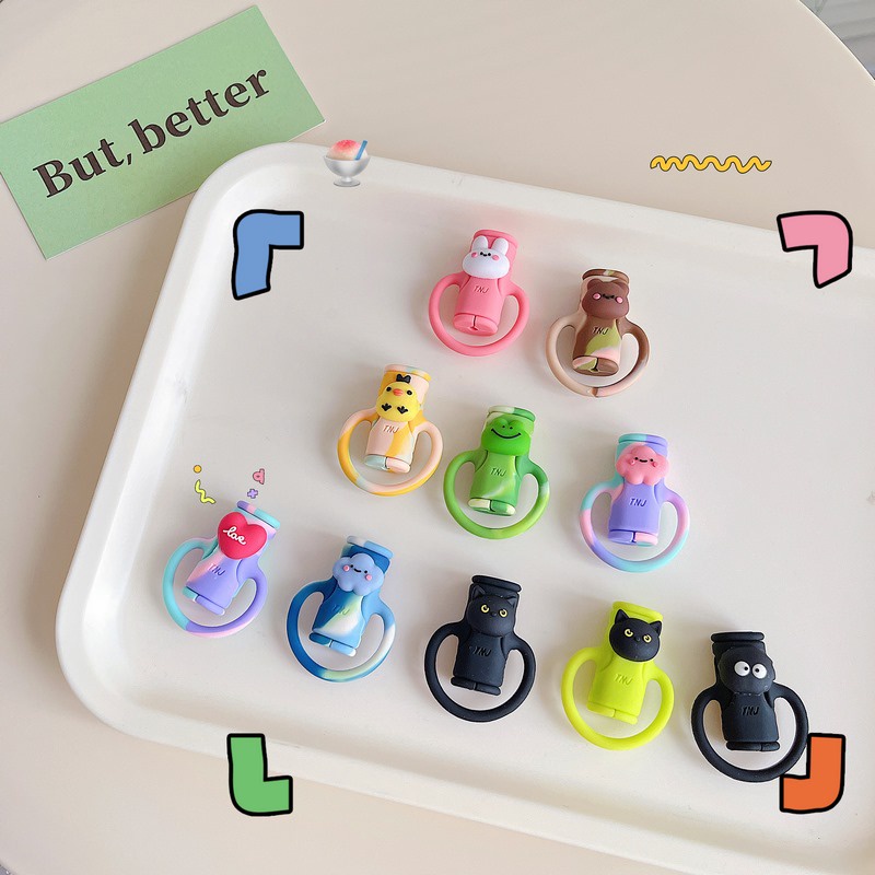 Vỏ Bảo Vệ Dây Cáp Sạc USB Bằng Silicon Họa Tiết Hoạt Hình Dễ Thương