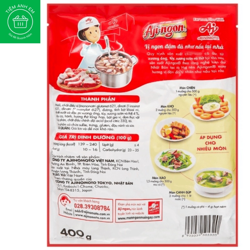 Hạt nêm vị heo đậm thịt ngọt xương Aji-ngon Gói 400g