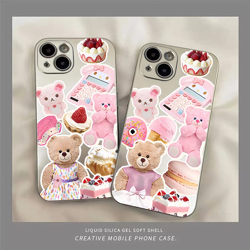 Ốp Điện Thoại Silicon TPU Mềm Mạ Điện Hình Gấu Chống Sốc Cho IPhone 14 13 12 11 Pro XS Max XR X 8 + 7 6S Plus