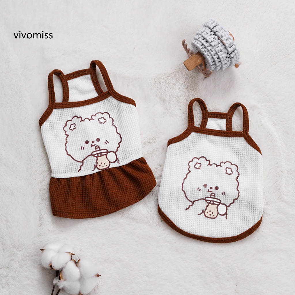 Đầm Cotton Không Tay In Họa Tiết Hoạt Hình Dễ Thương Cho Thú Cưng