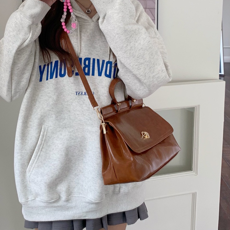 Ielgy Túi Đeo Chéo Cỡ Lớn Phong Cách retro Dễ Phối Đồ Thời Trang Cho Nữ