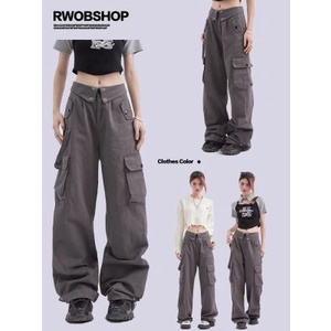 Quần Dài Ống Đứng Nhiều Túi Phong Cách Đường Phố Mỹ Thời Trang Cho Nữ