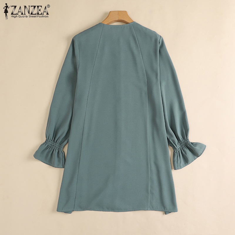 Zanzea Áo Sơ Mi Búp Bê Dài Tay Cổ Lá Sen Thời Trang Nữ