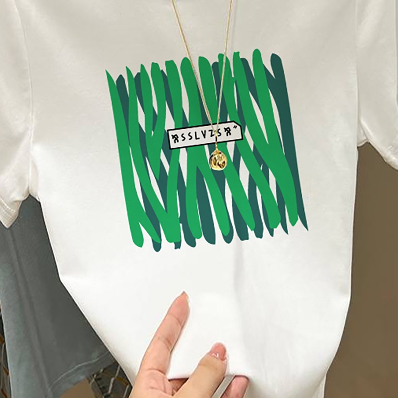 Áo thun NRVP 100% cotton tay ngắn cổ tròn in họa tiết phong cách Hàn Quốc cho nữ