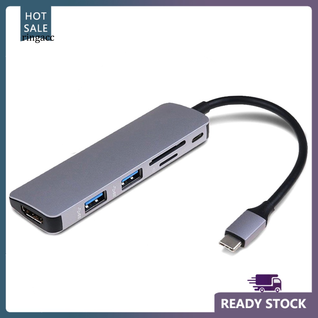 Bộ Chuyển Đổi Hub Type C 6 Trong 1 Với Đầu Đọc Thẻ Nhớ HDMI USB 3.0 TF PD
