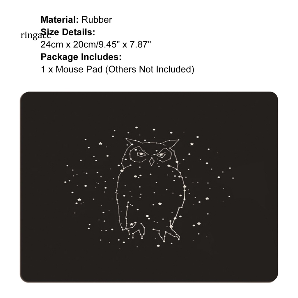 Rga Tấm Lót Chuột Siêu Mỏng Chống Trượt Bề Mặt Mịn Vẽ Màu Nước Hình Cú Mèo Dành Cho Game Thủ