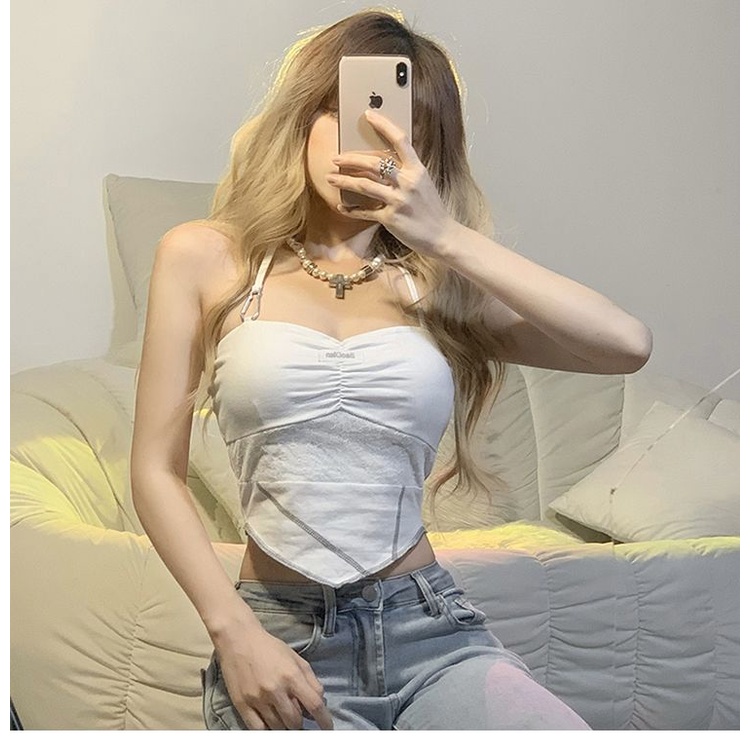 Cozok Áo Sát Nách Cổ Treo Xếp Nếp Phong Cách retro Quyến Rũ Thời Trang 100