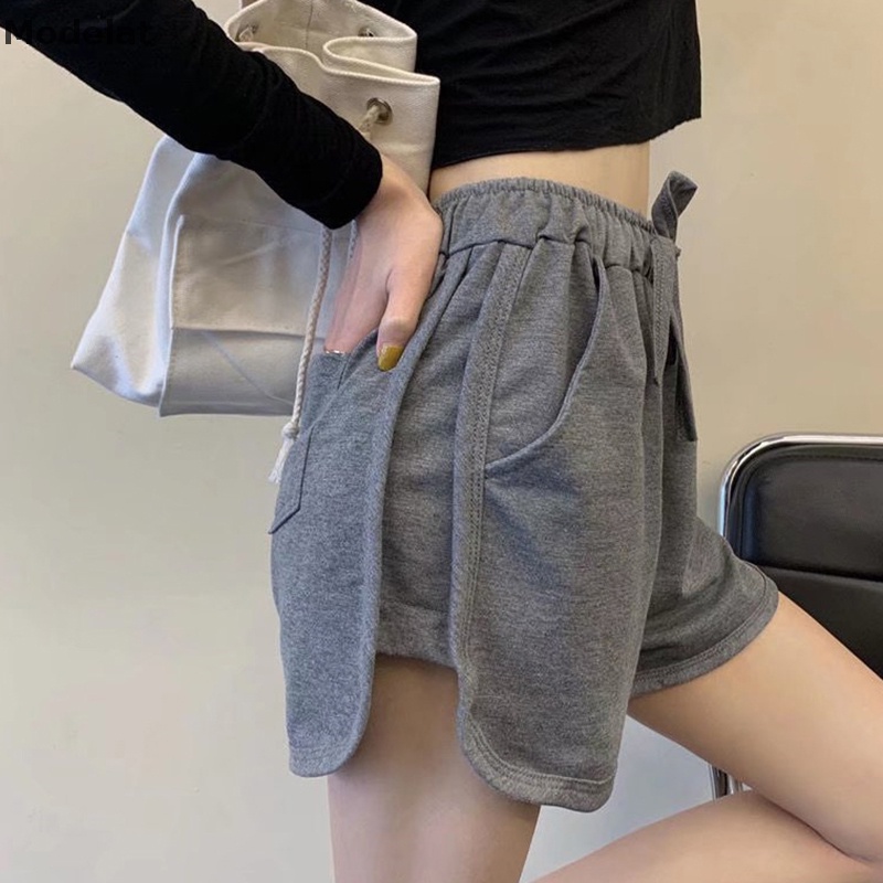 Quần Short Dáng Chữ A Thoáng Khí Màu Trơn Đơn Giản Thời Trang Mùa Hè Cho Nữ