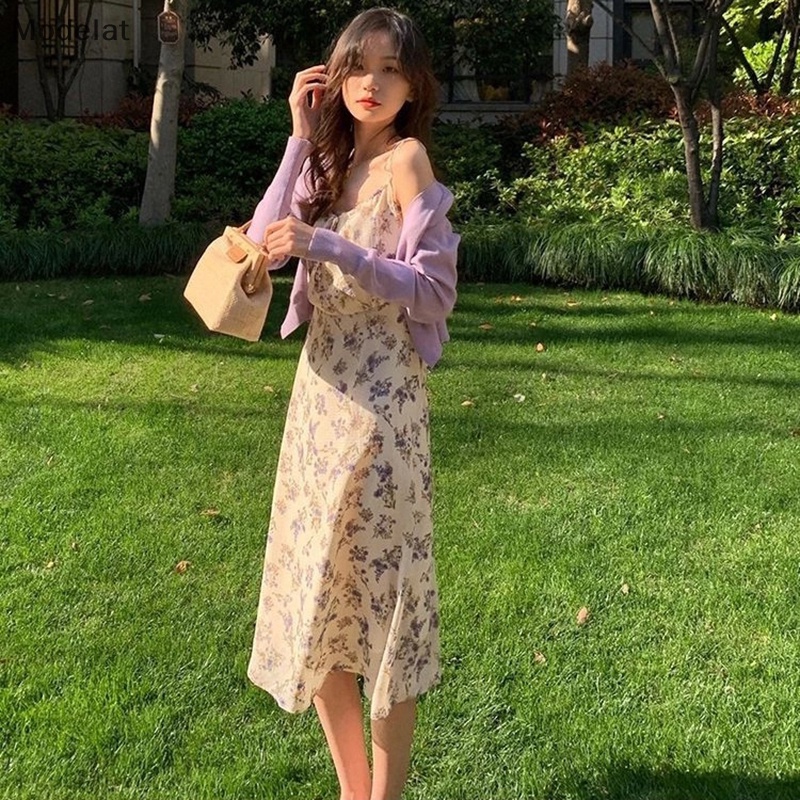 Mfc Đầm Midi Hai Dây In Hoa Thời Trang Mùa Hè