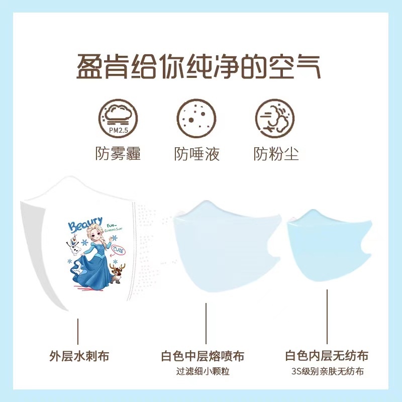 Khẩu Trang Ba Lớp Hình Công Chúa Elsa 3D Dễ Thương Dành Cho Trẻ Em Và Người Lớn