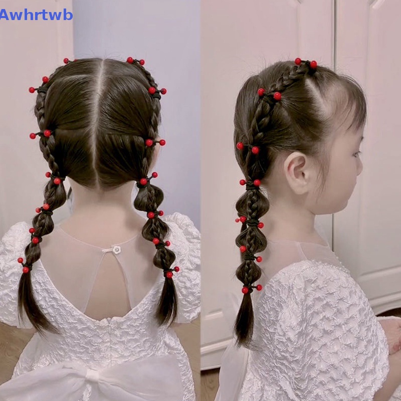 Set 50 Dây Buộc Tóc Cao Su Co Giãn Đính Hạt Đậu Đỏ Dành Cho Bé Gái Mới