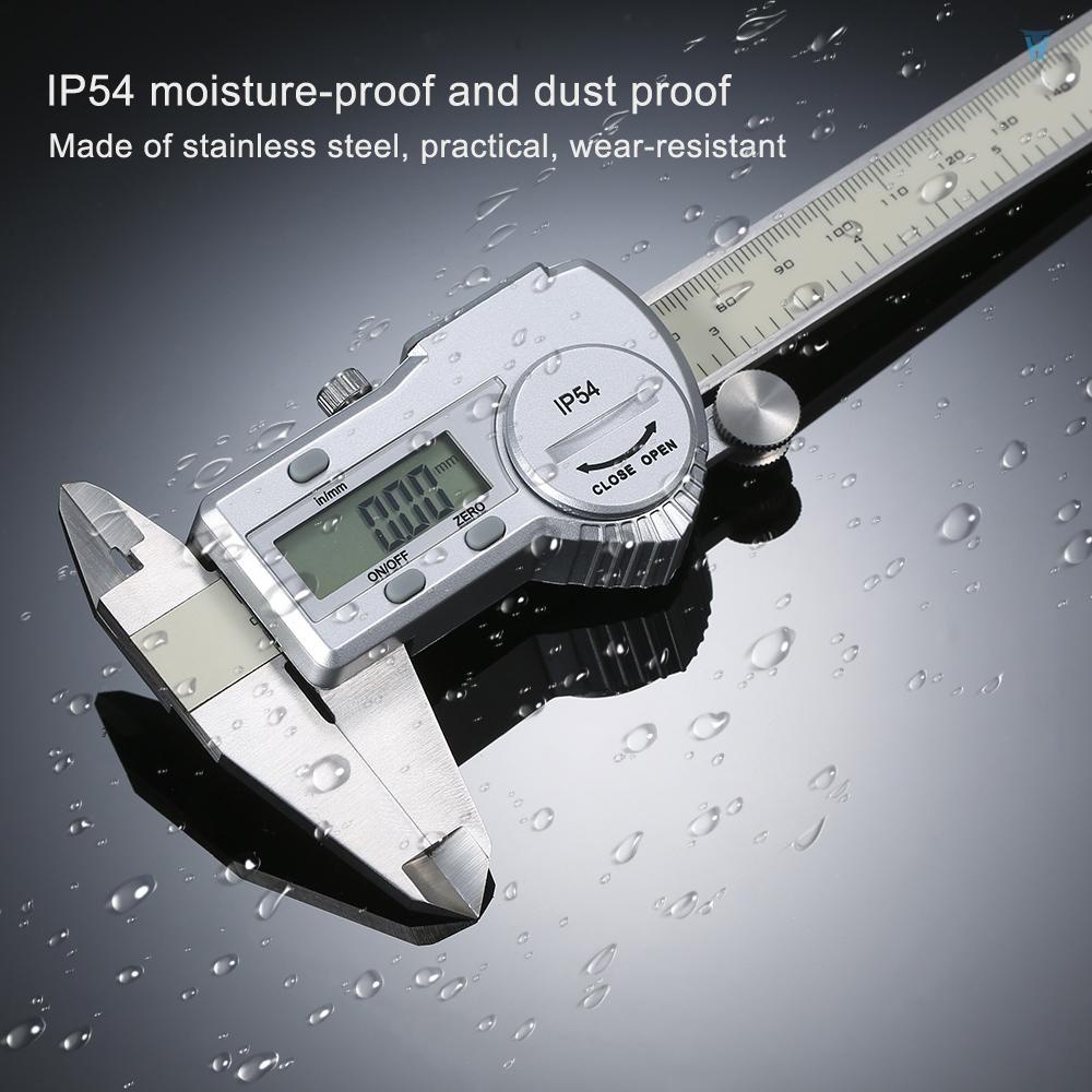 Thước Kẹp Điện Tử Chất Liệu Thép Không Gỉ IP54 Màn Hình LCD mm / inch Chống Thấm Nước