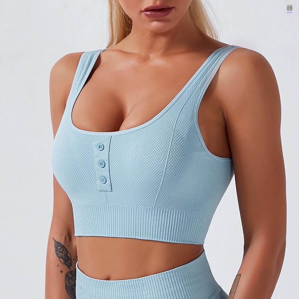 Áo Ngực Thể Thao Cổ Chữ U Có Nút Gài Trước Thiết Kế Thoáng Khí Chống Ẩm Thời Trang Cho Nữ