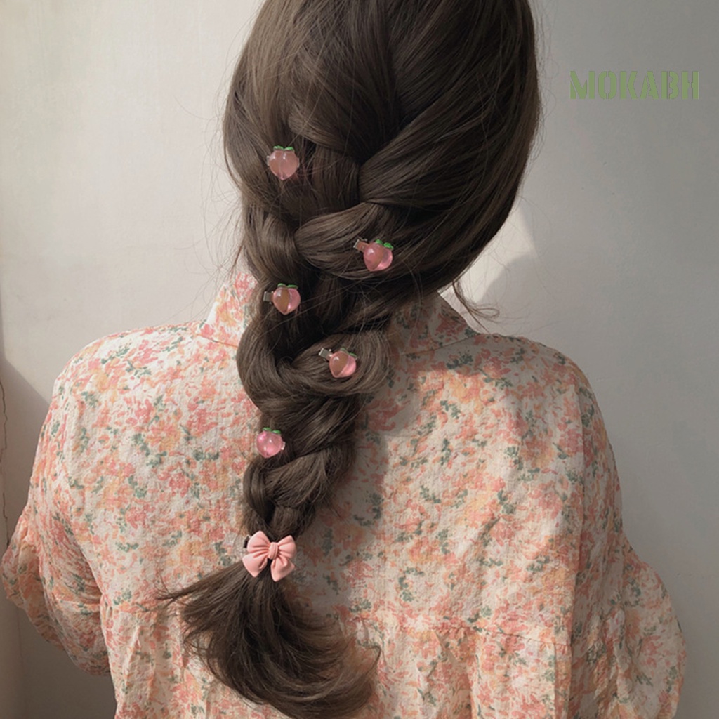 1 / 5 Kẹp Tóc Mini Bằng Kim Loại Chống Trượt Họa Tiết Hoa Và Nơ Dễ Thương