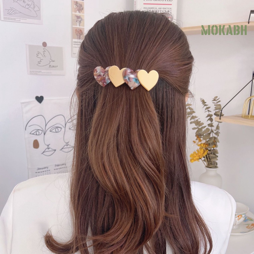 Kẹp Tóc Hình Trái Tim Nhiều Kiểu Dáng Thanh Lịch Chống Rơi