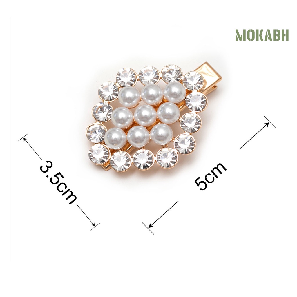 Kẹp Tóc Hình Thoi Đính Ngọc Trai Nhân Tạo Lấp Lánh Thời Trang Cho Nữ