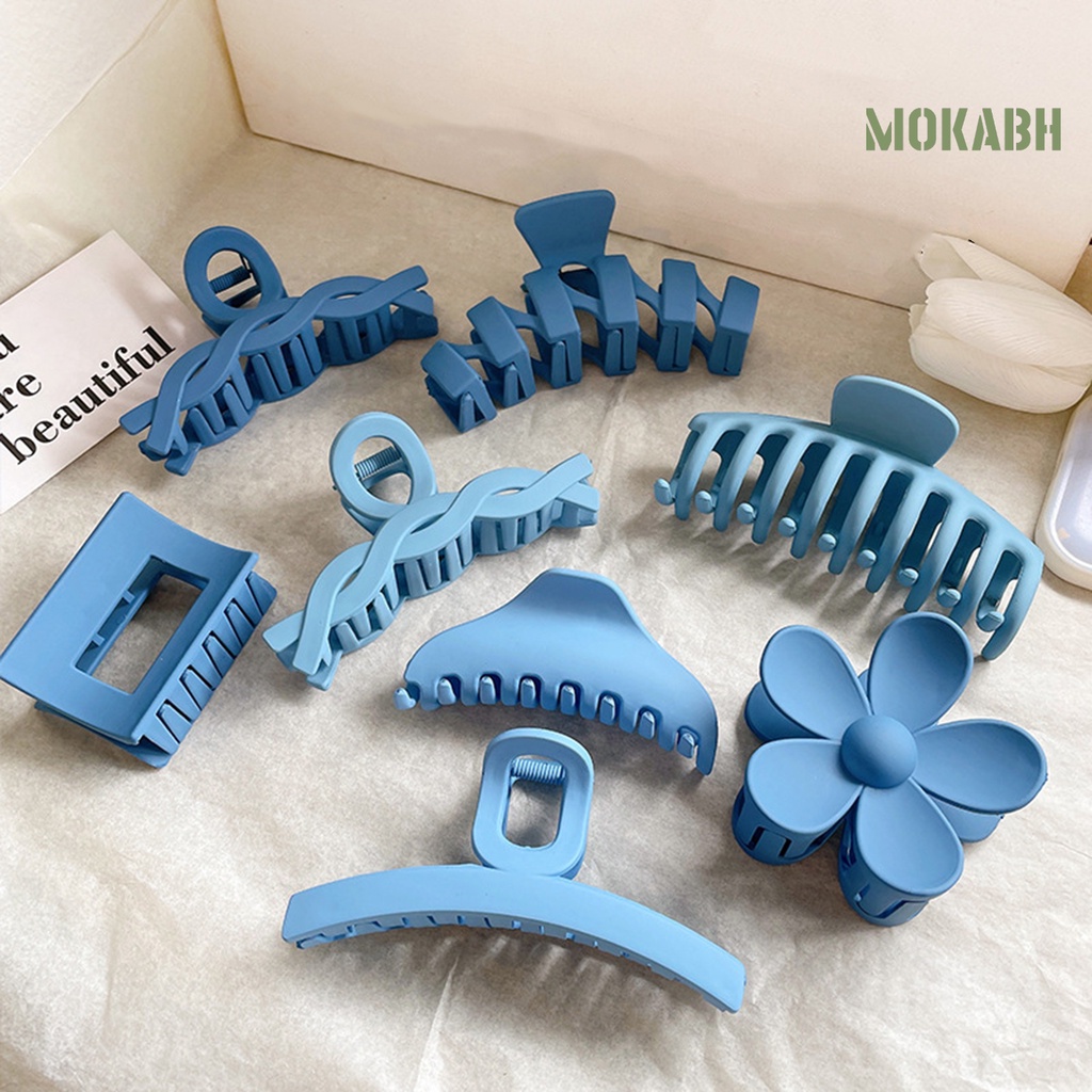 [Mok Abh] Set 8 Kẹp Tóc Hình Răng Cá Mập Màu Xanh Dương Chống Rơi Phong Cách Hàn Quốc