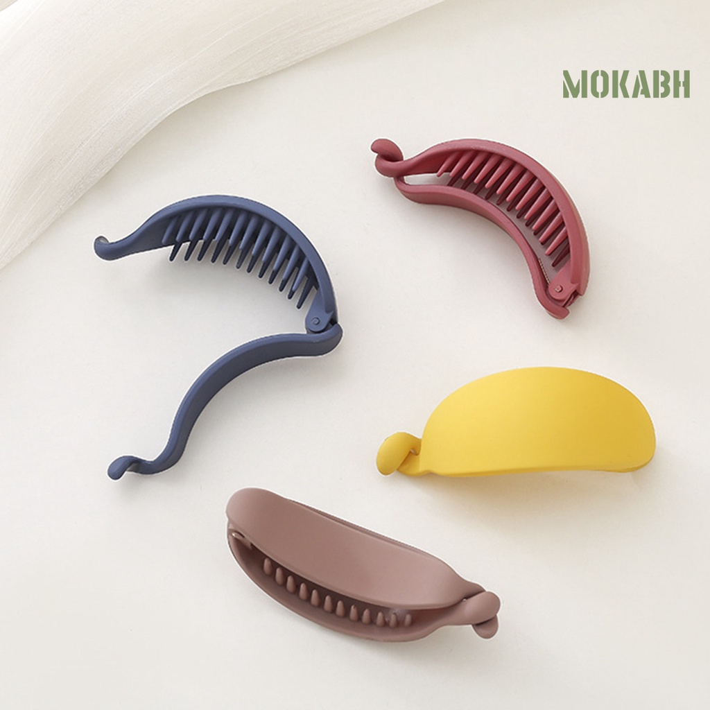 Kẹp Tóc Hình Quả Chuối Màu Trơn Có Răng Chống Trượt Kích Thước Lớn