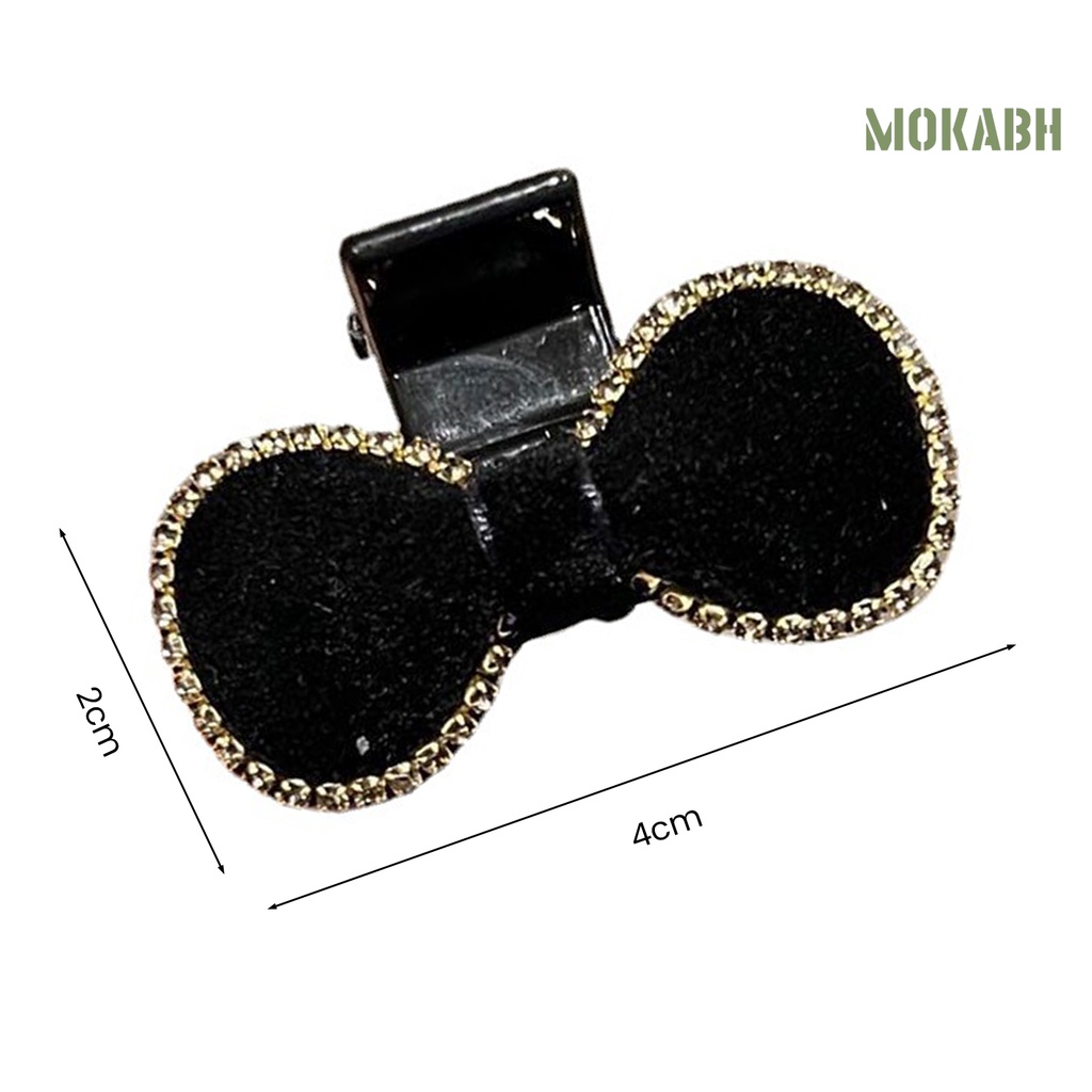 Kẹp Tóc Hình Nơ Đính Đá Màu Sắc Tương Phản Trọng Lượng Nhẹ Thời Trang Cho Nữ