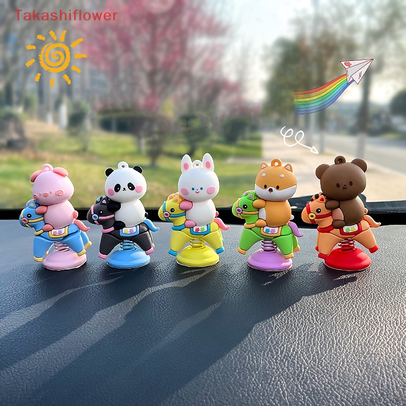 1 Búp Bê Lắc Đầu Hình Thỏ Gấu Hoạt Hình Trang Trí Bảng Điều Khiển Xe Hơi