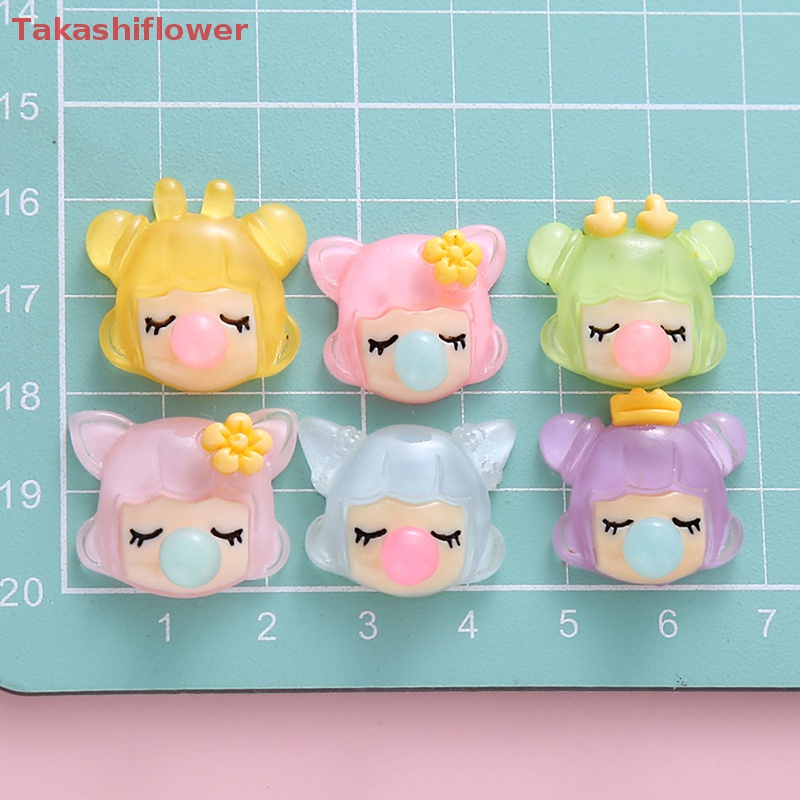 Set 5 Đầu Cô Gái Thổi Bong Bóng Trong Suốt DIY Trang Trí Ốp Điện Thoại