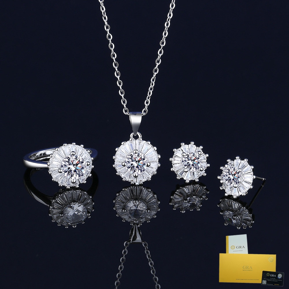 Set Vòng cổ / Bông Tai / Nhẫn Hình Hoa Hướng Dương Đính Kim