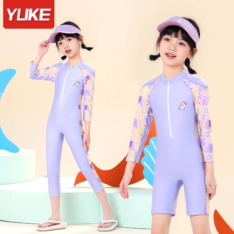 Bộ Đồ Bơi Một Mảnh Tay Ngắn Chống Nắng Mau Khô In Họa Tiết Hoạt Hình Dành Cho Bé Gái