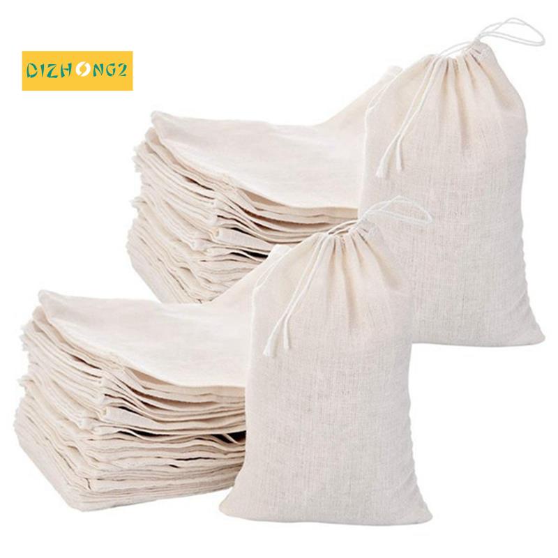 Set 50 Túi Dây Rút Cotton Muslin Đa Năng Đựng Trang Sức / Trà / Quà Cưới Kích Thước 4X6 Inch