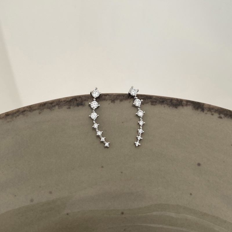 Bông Tai Một Hàng Đính Đá zircon Cao Cấp Phong Cách Hàn Quốc Thời Trang Mùa Hè Cho Nữ