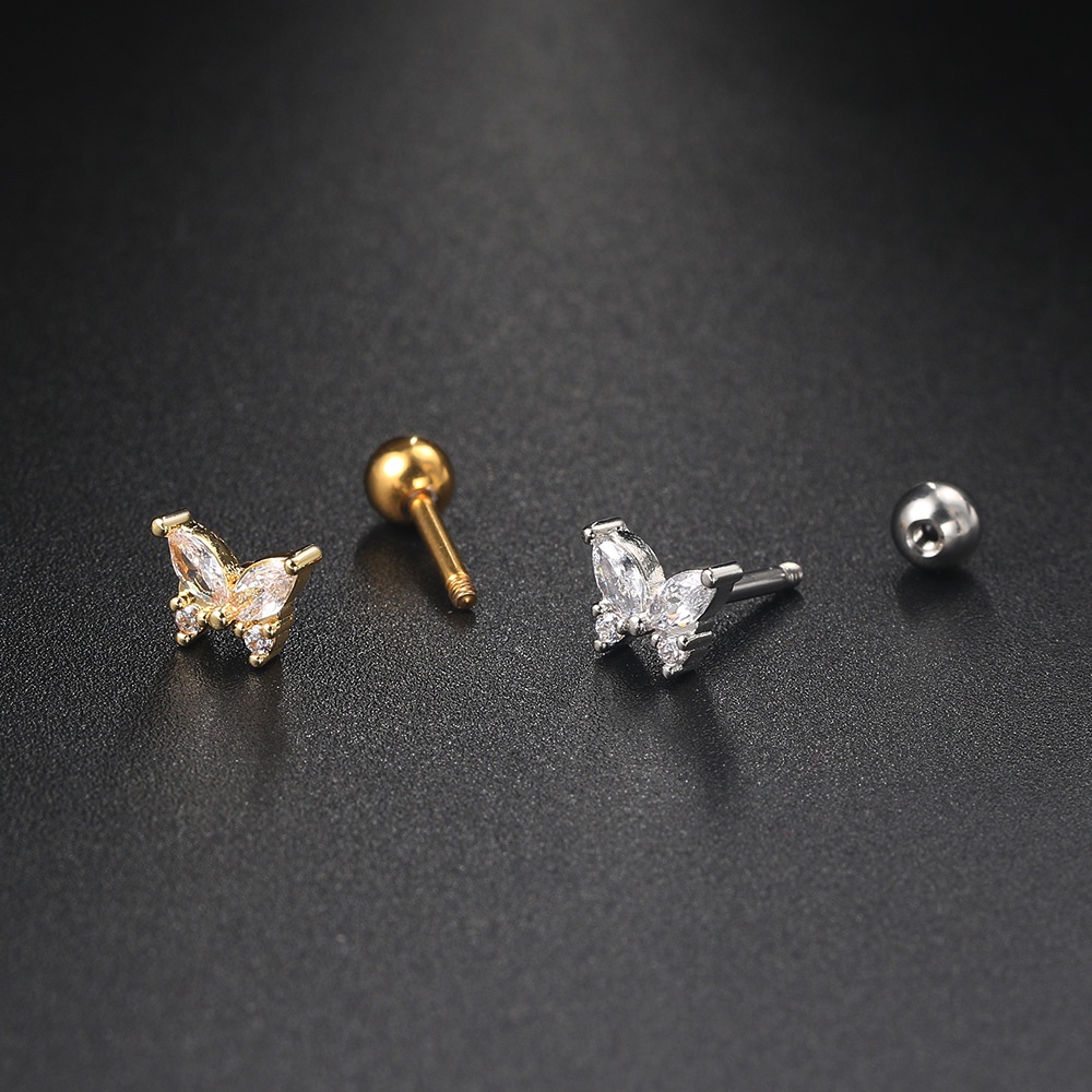 1 Khuyên Xỏ Cơ Thể Hình Bướm Bằng Đá Zircon Màu Vàng Thời Trang Dành Cho Bạn Nữ