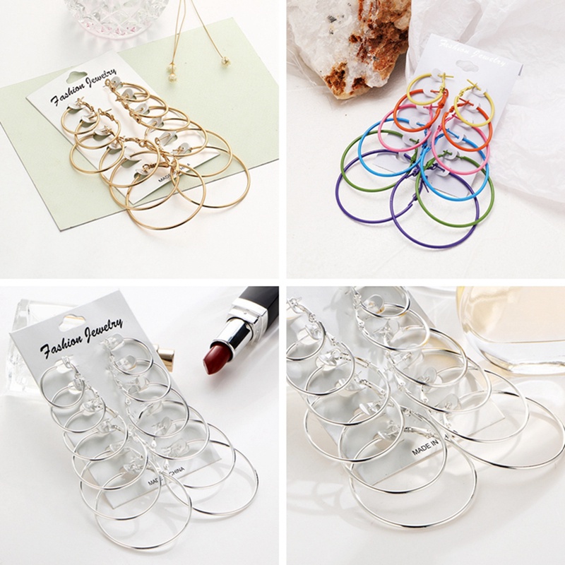 Set 6 Đôi Bông Tai Khoen Tròn Thời Trang Cho Nữ